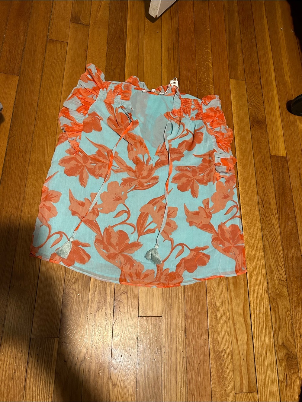 Floral Ruffle Sleeve Tank